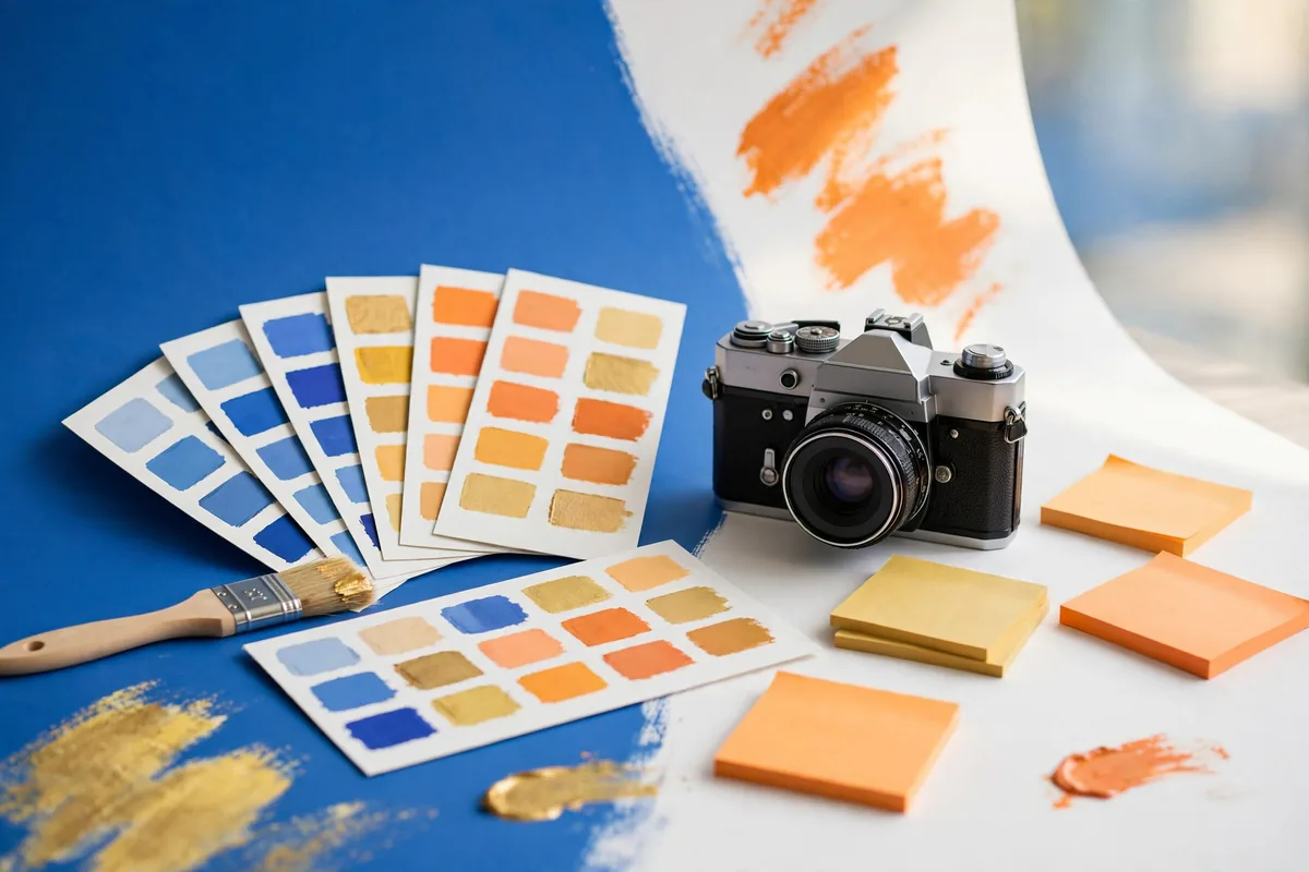 Colour swatches and a camera