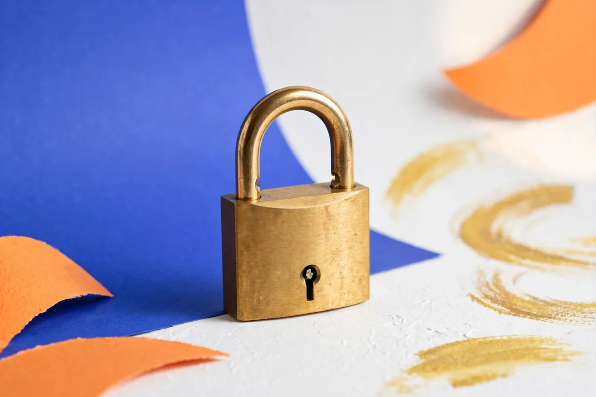 A brass padlock